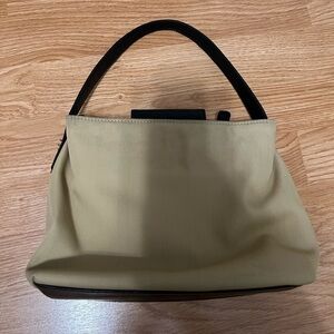 Coach Tan + Black Small Arm Purse Handbag Vintage Desinger Canvas + Leather 7417